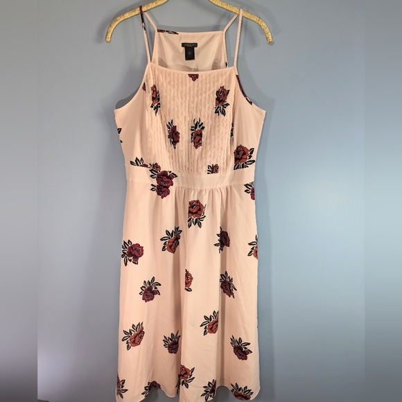 Ann Taylor Pink Floral Square Nexk Sleeveless Dress - Picture 1 of 4